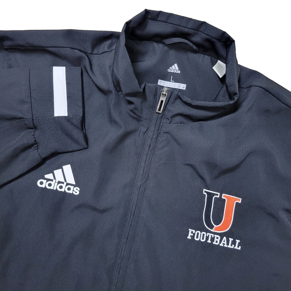 Adidas Climalite Miami Hurricanes Football Mens Large Black Full Zip Windbreaker